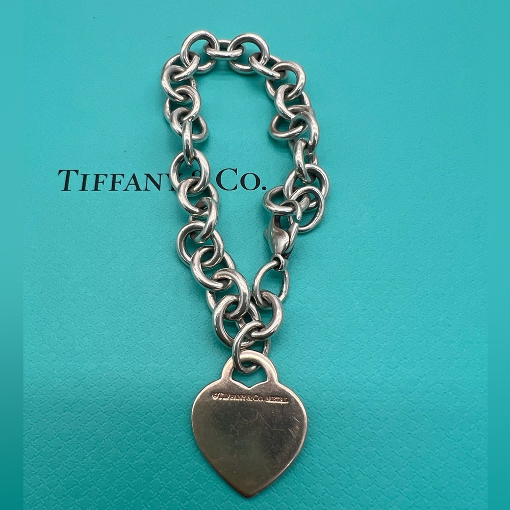 🔴Authentic TIFFANY& CO RUBEDO Metal RTT Heart Charm Tag Link Bracelet 🔴 - Picture 4 of 10